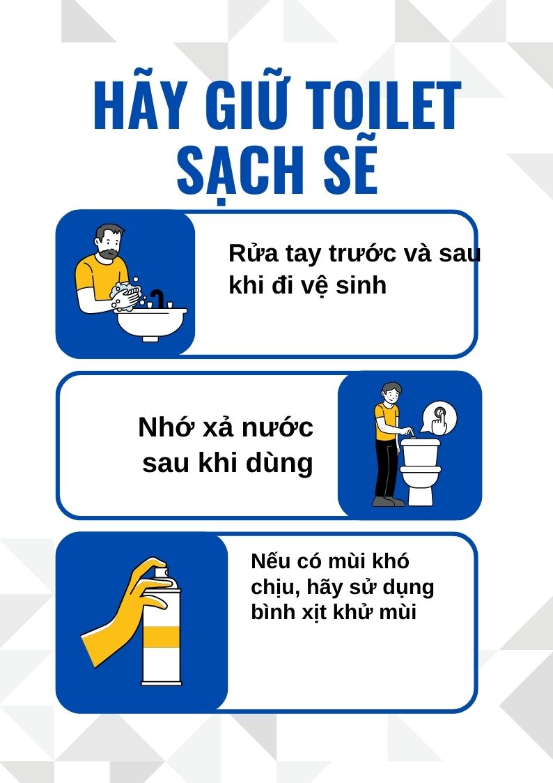 Poster dán ở nhà vệ sinh để nhắc nhở về quy định sử dụng Toilet