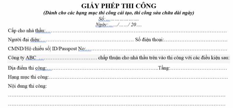 Giấy phép thi công