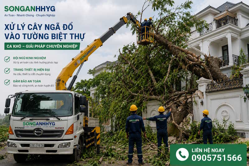Báo Giá Cho Thuê Xe Cẩu Cắt Cây & Dọn Rác Cây Xanh Sau Bão Tại Đà Nẵng
