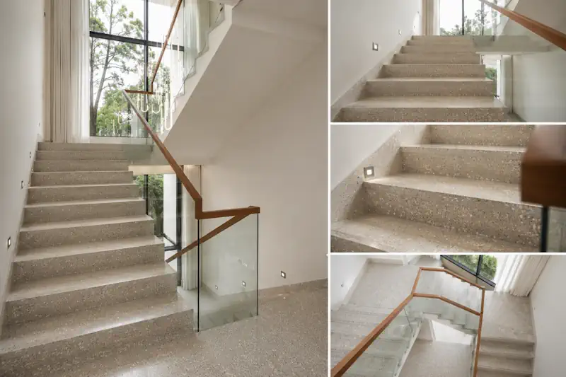 Thi công cầu thang đá mài terrazzo