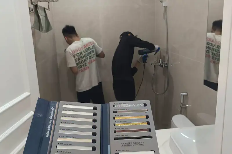Thi công keo ron gạch cho WC tại Đà Nẵng